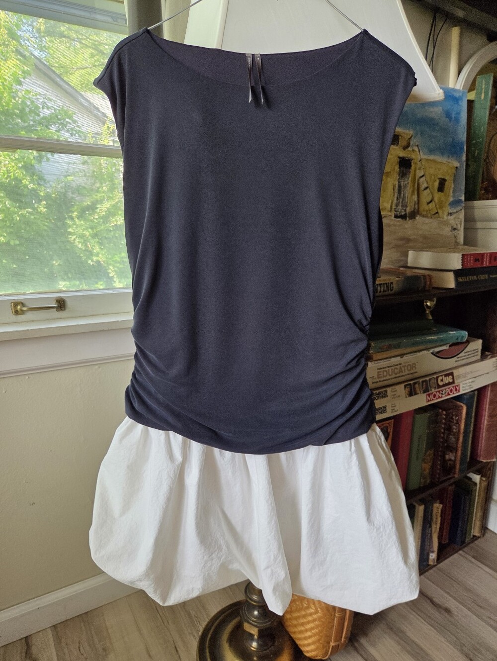Anthropologie Cap Sleeve Ruched Bubble Twofer Mini Dress Womens Med